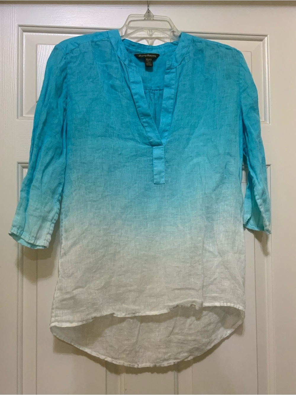 Lightweight Blue Ombre Linen Tunic Top - Tommy Bahama XS